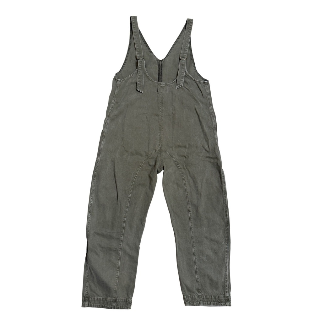 We The Free Free People Olive Green Cotton Twill Slouchy Overalls Jumpsuit M - Picture 3 of 8